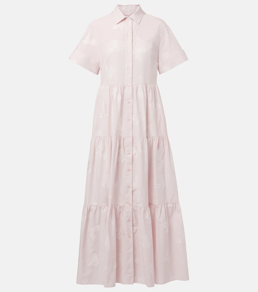 Erdem - Embroidered tiered cotton shirt dress
