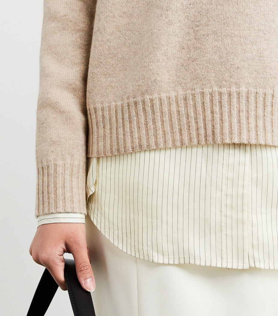 Beige Cashmere Knit Sweater