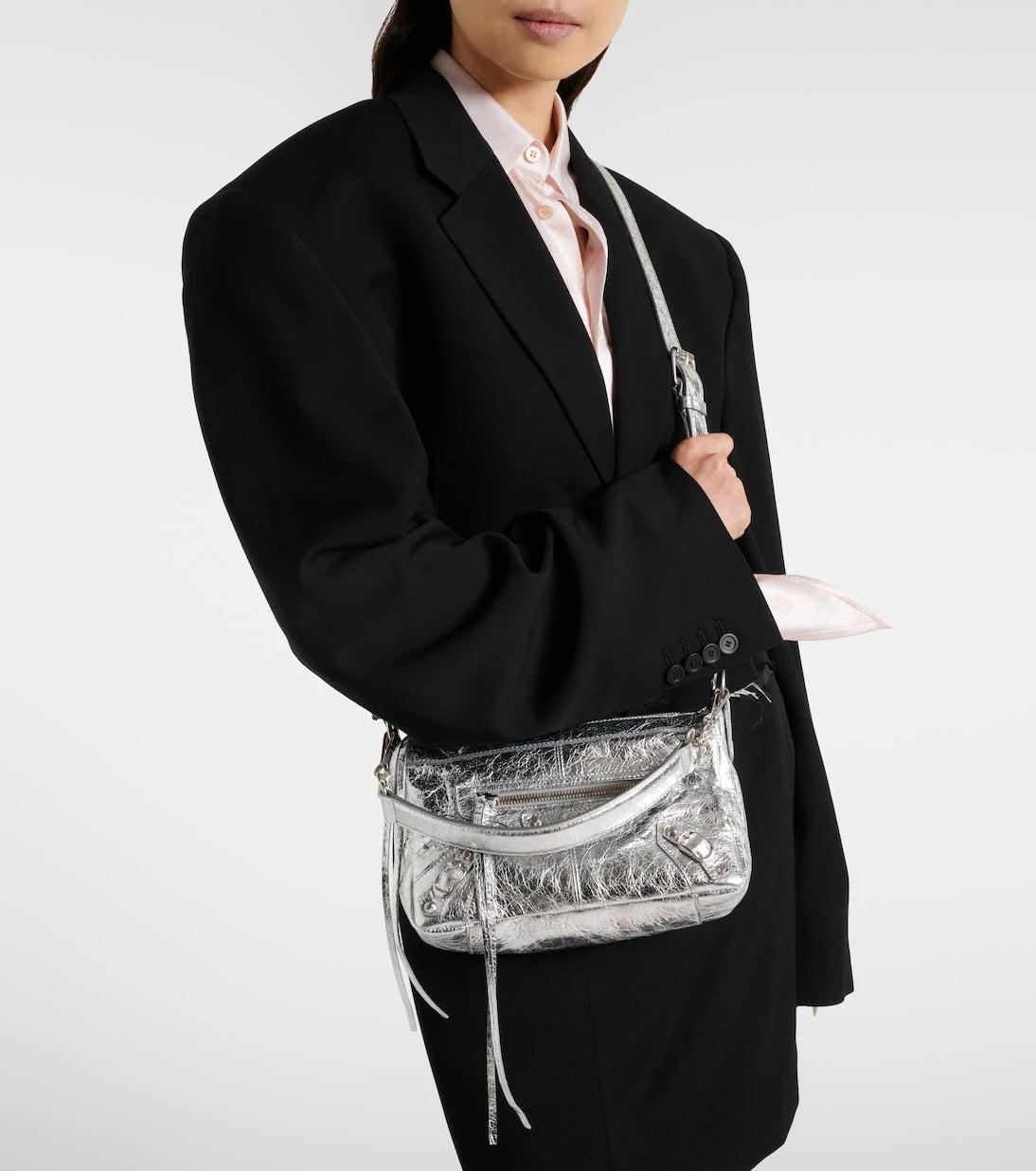 Balenciaga - حقيبة كتف Le City Moto Mini من الجلد