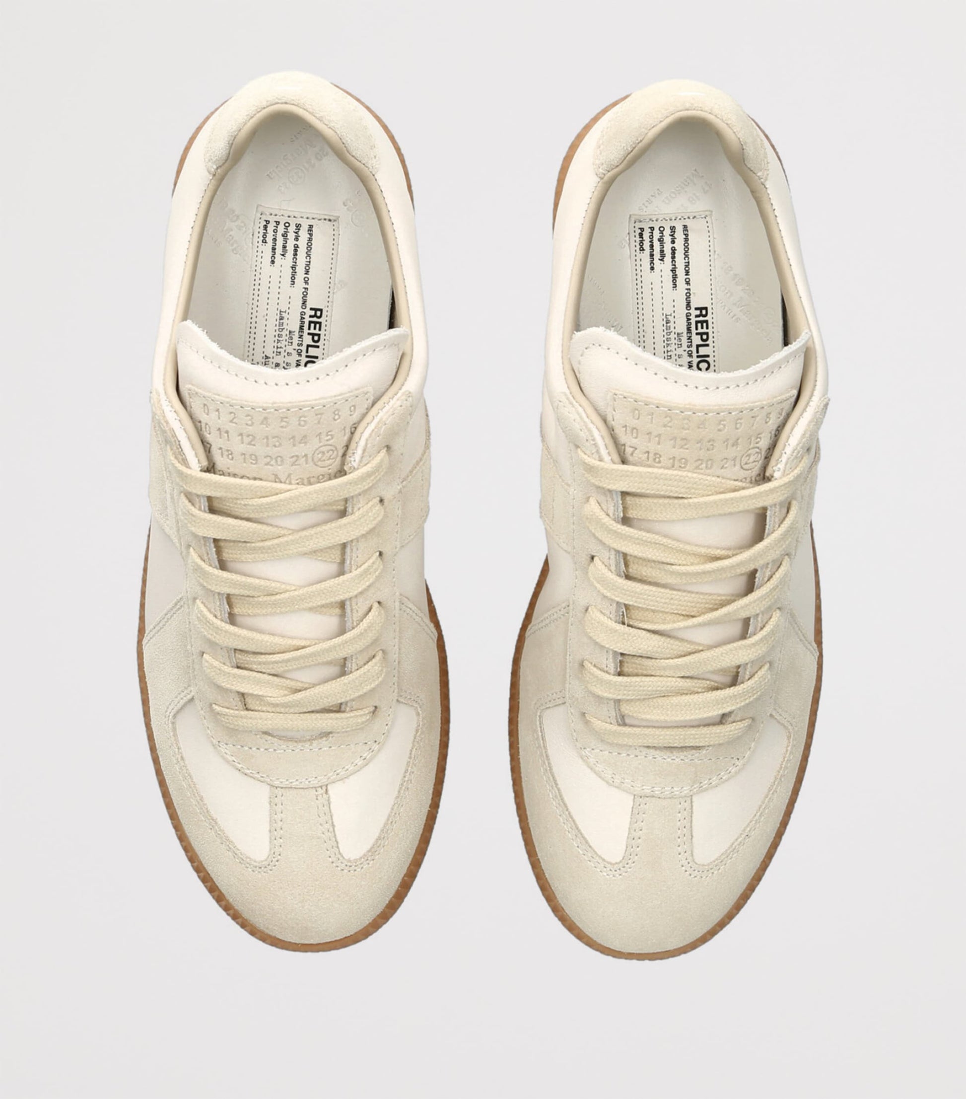Beige Leather-Suede Replica Sneakers