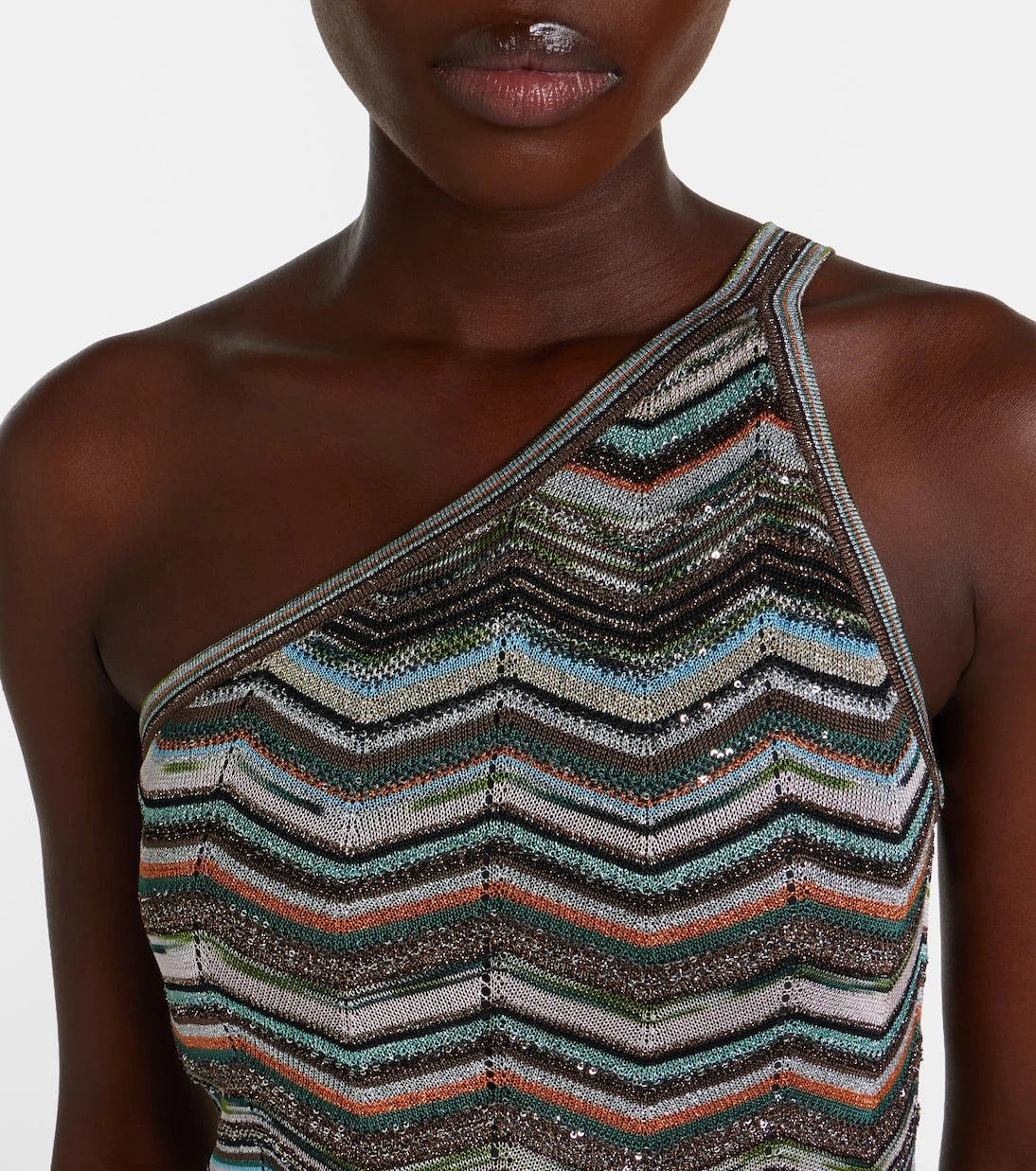 Missoni - Zigzag one-shoulder lamé maxi dress