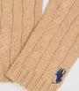 Beige Wool-Cashmere Polo Pony Gloves