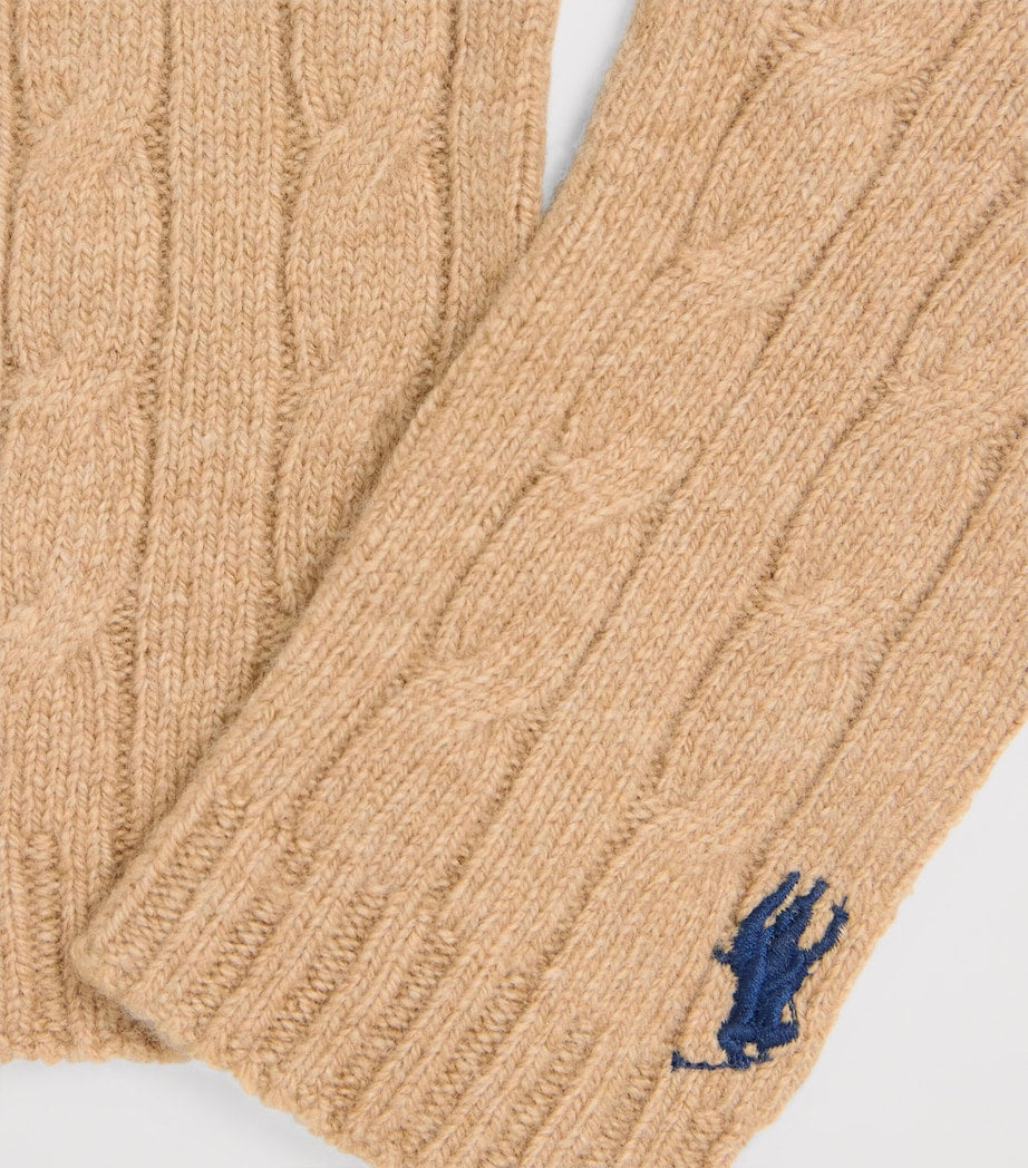 Beige Wool-Cashmere Polo Pony Gloves