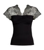Lace-Trim T-Shirt BLACK
