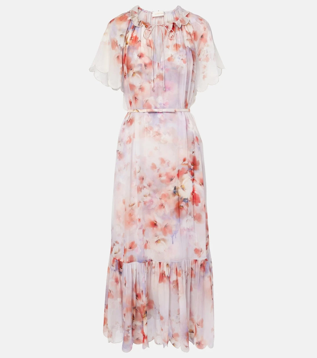 Zimmermann - Crush floral belted midi dress