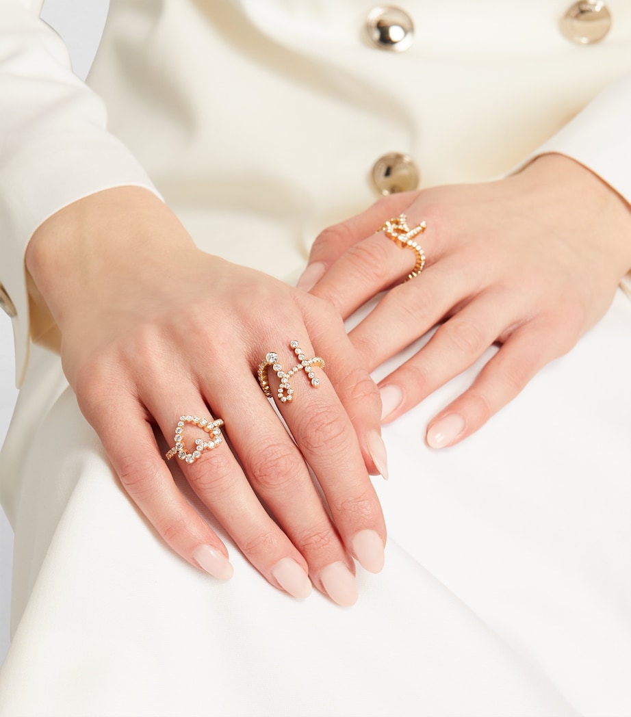 Sophie Bille Brahe Yellow Gold and Diamond Ensemble Heart Ring