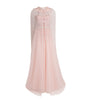 Pamella Roland Pink Tulle Embellished Cape-Detail Gown
