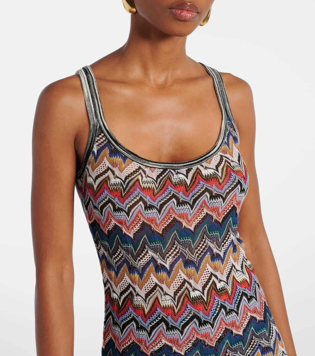 Missoni - بلوزة بدون أكمام بنمط متعرج من قماش لاميه