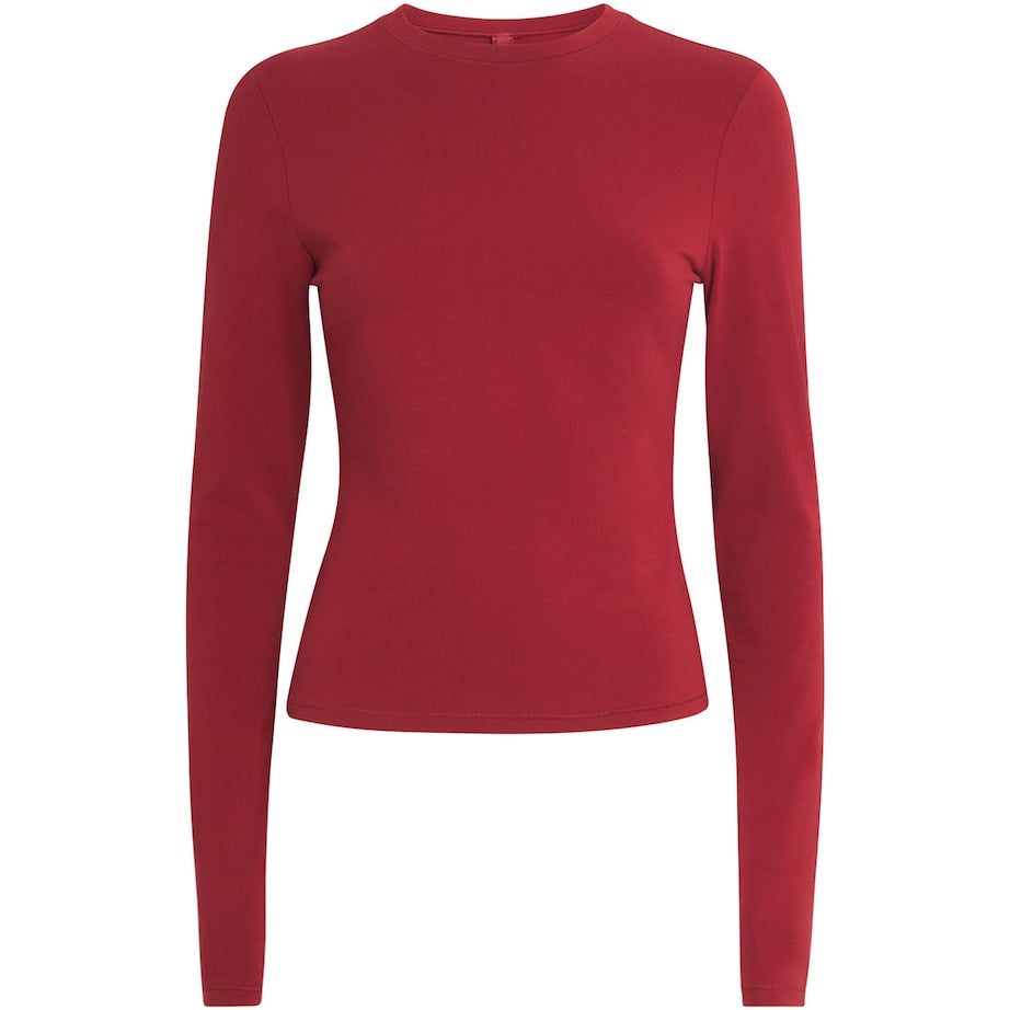 Skims Red Cotton Jersey Long-Sleeve T-Shirt