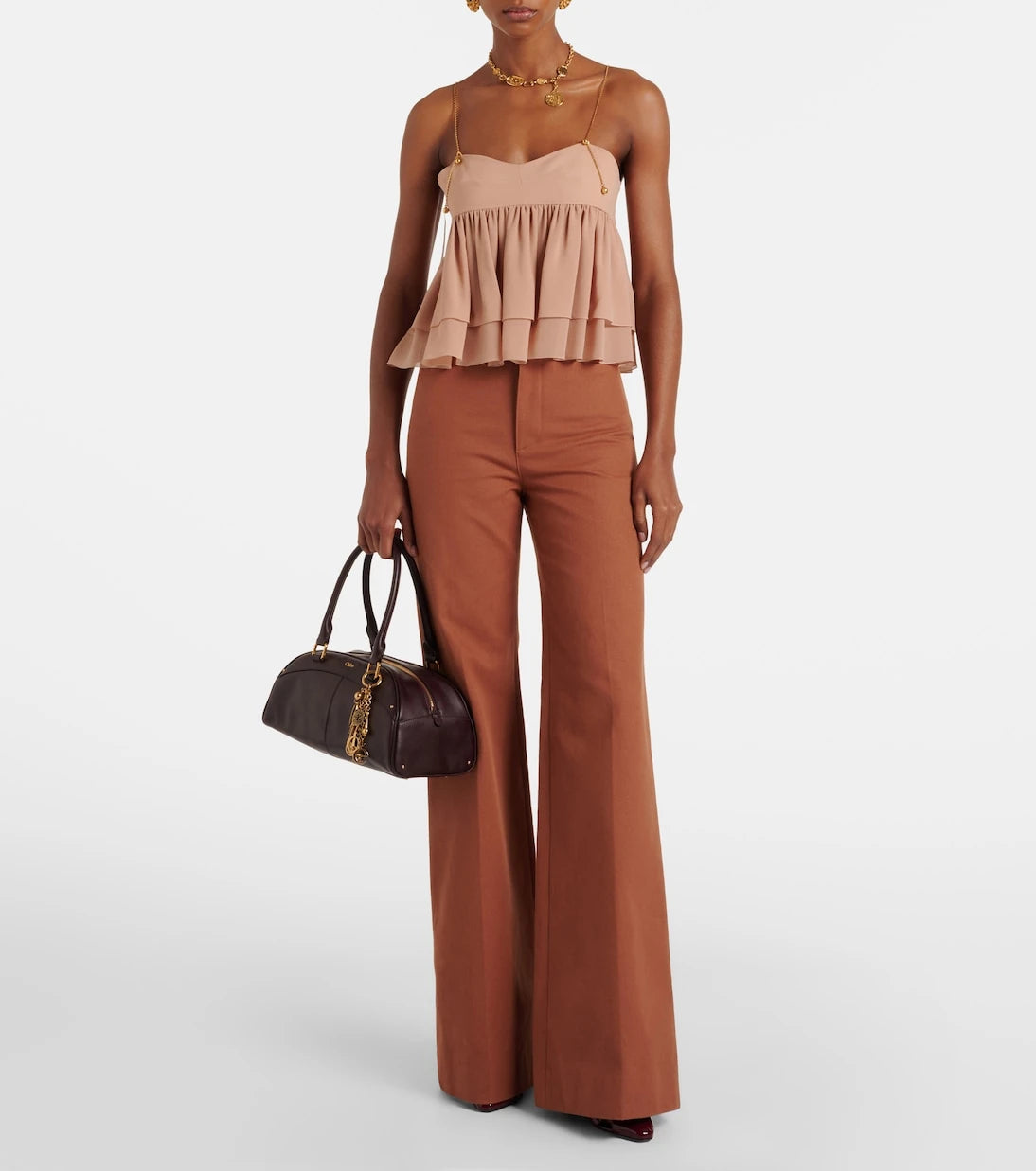 Chloé - Gathered silk top