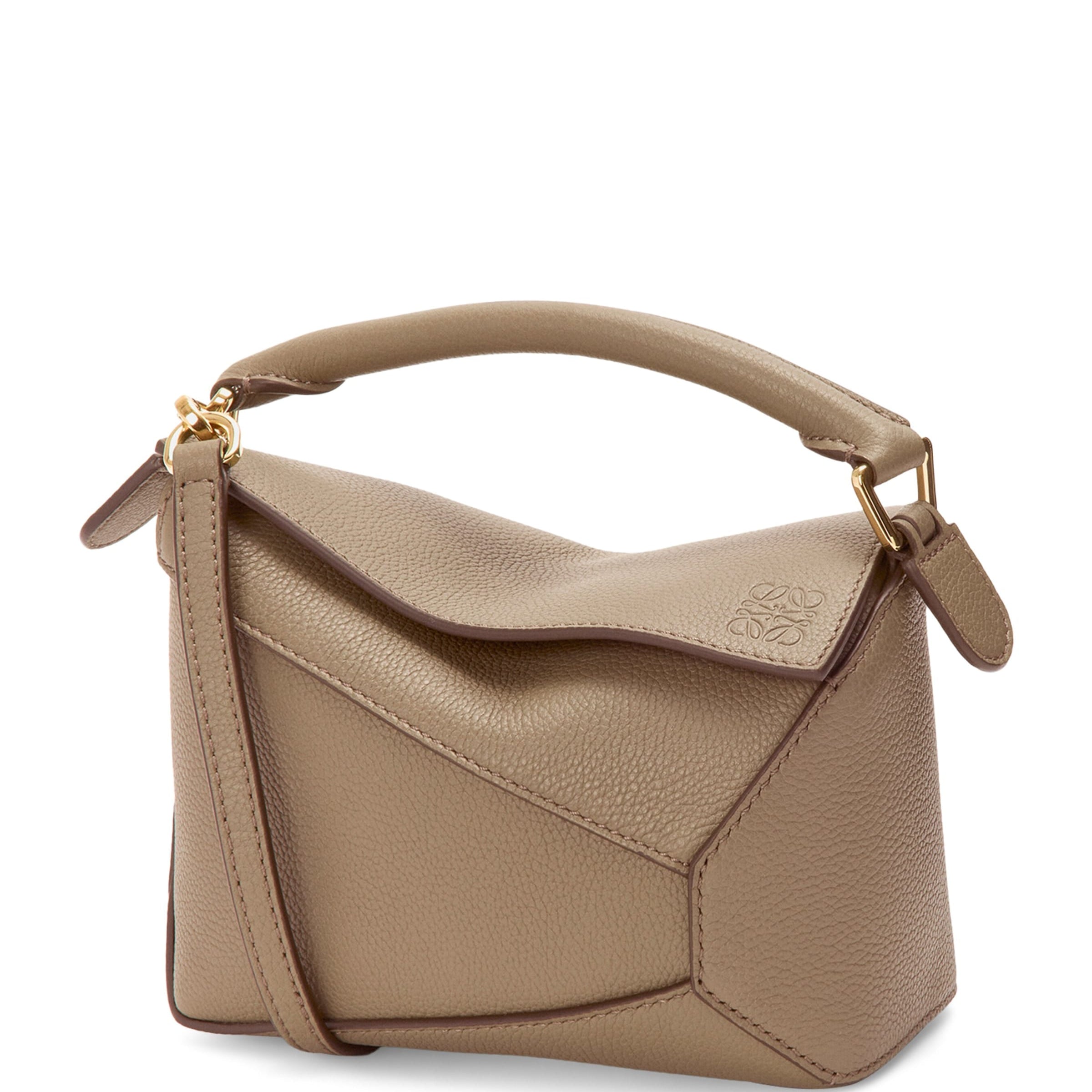 LOEWE Brown Mini Leather Puzzle Edge Top-Handle Bag
