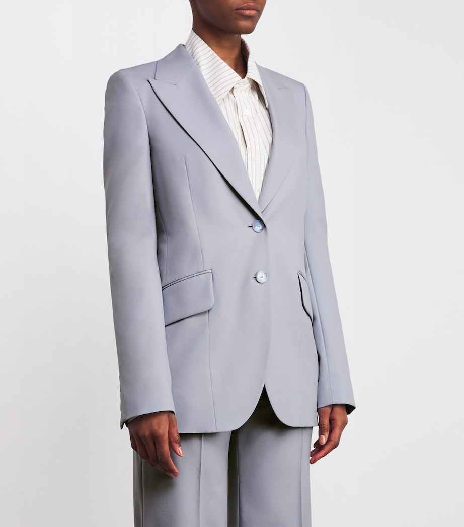 Blue Wool Single-Breasted Blazer
