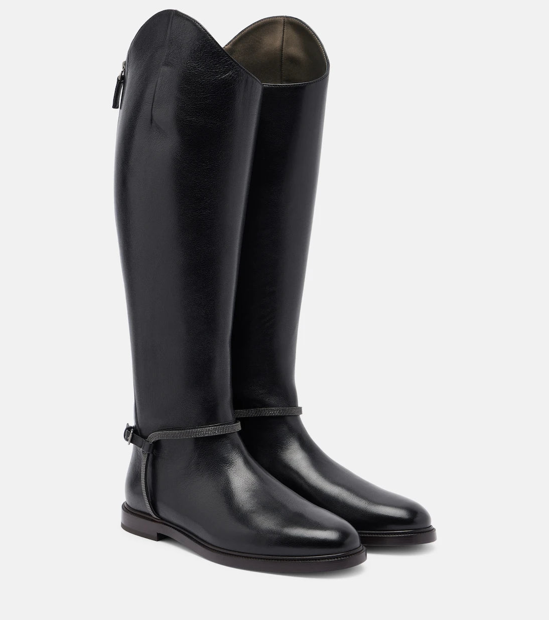 Brunello Cucinelli - Monili leather knee-high boots