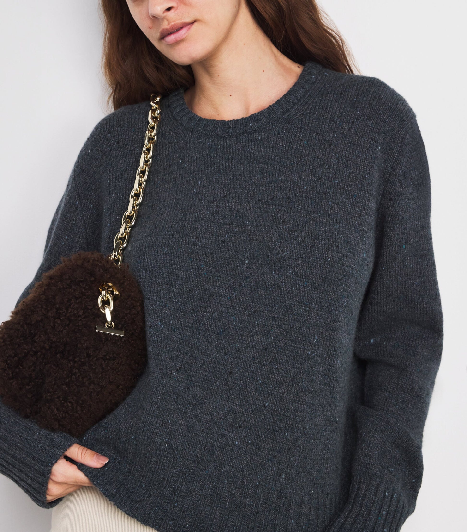 Johnstons Of Elgin Grey Donegal Cashmere Sweater