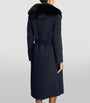 Yves Salomon Blue Cashmere-Wool Fox Fur-Trim Coat