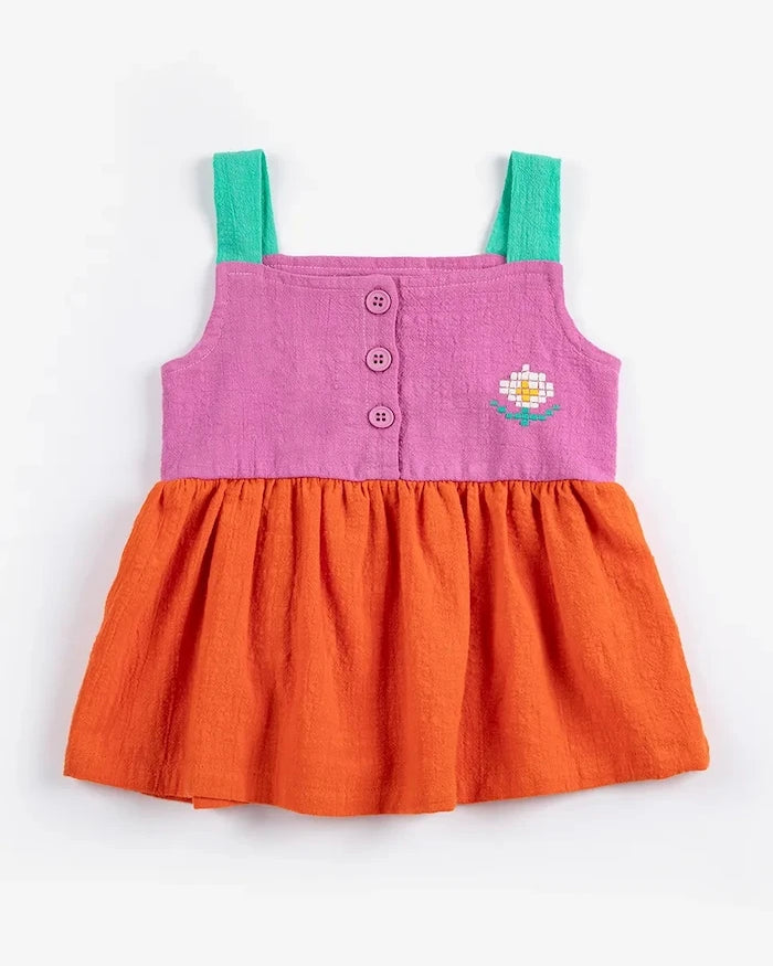 Bobo Choses Pixel Daisy Bebek Pamuk Elbise