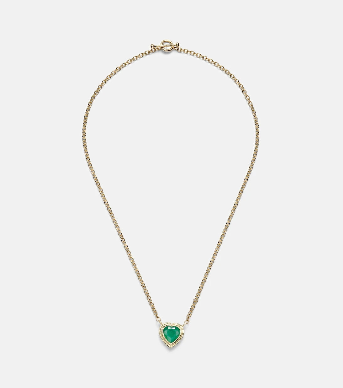 Octavia Elizabeth - Heart & Toggle 18kt gold necklace with emerald