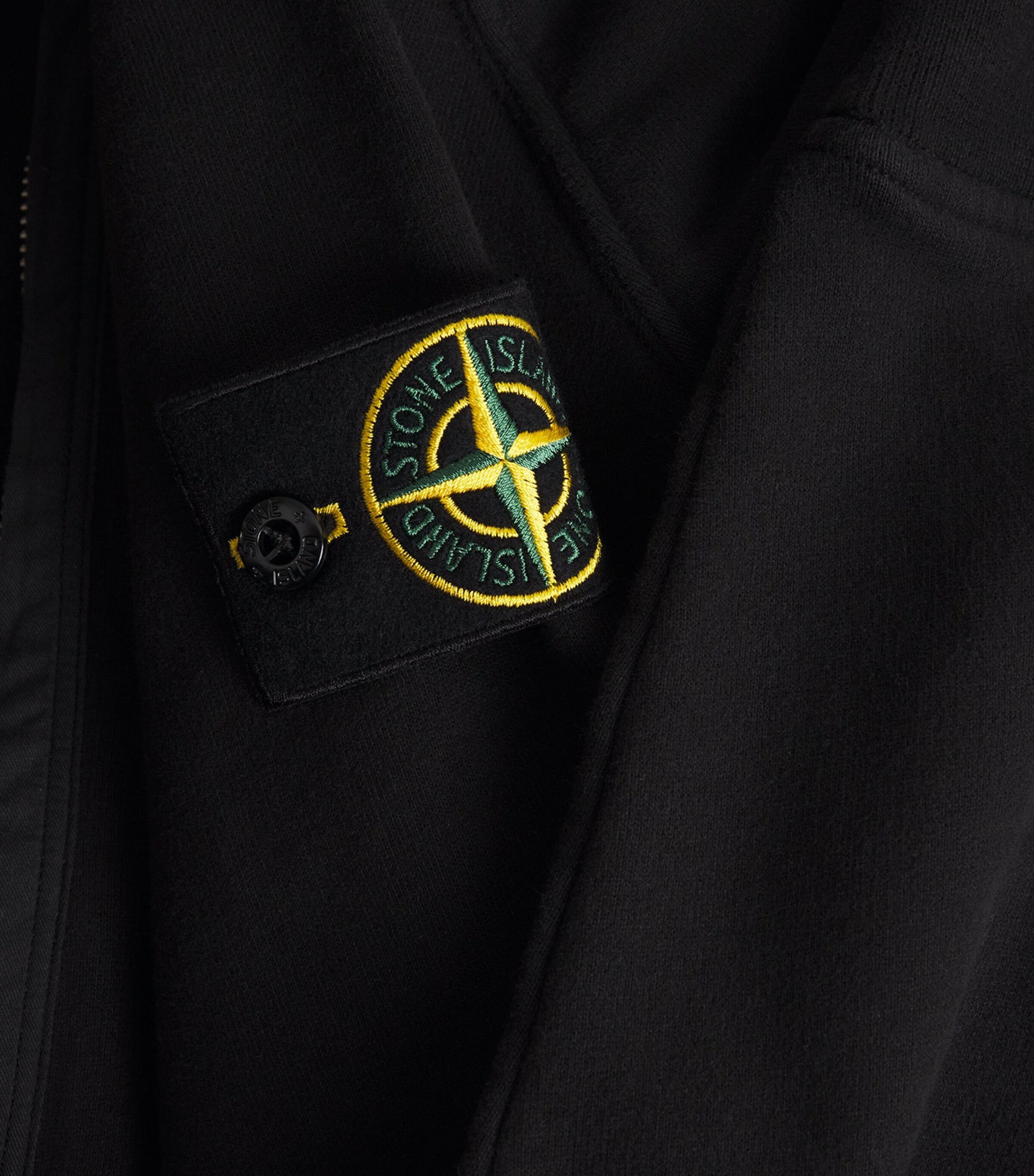 Stone Island Black Cotton Zip-Up Sweatshirt