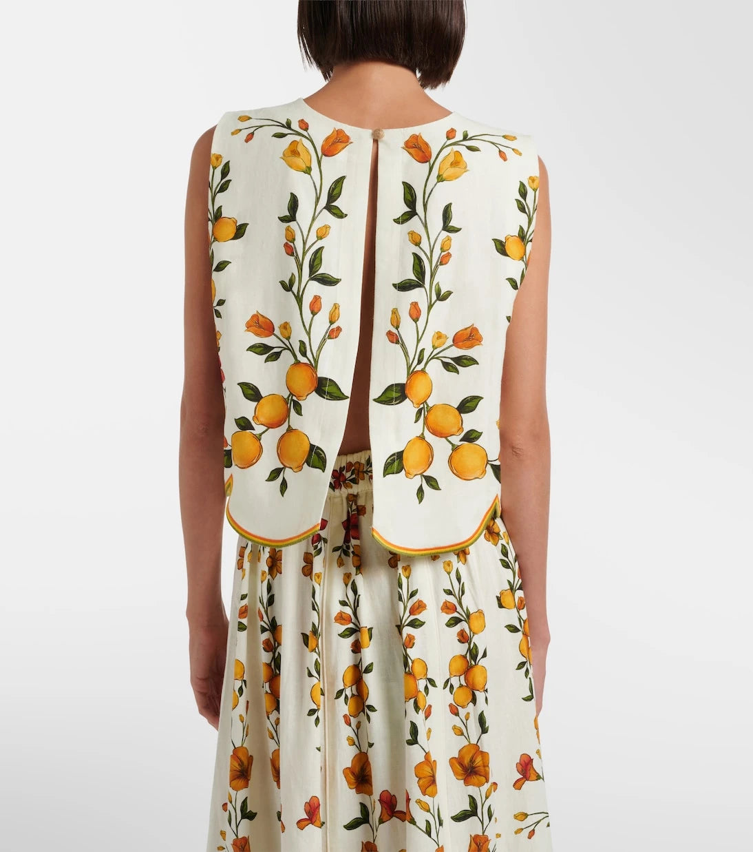Farm Rio - Lemon Bouquet linen-blend top