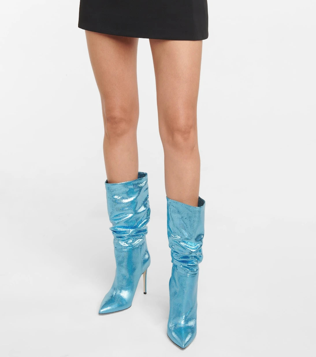 Paris Texas - حذاء بوت جلد لامع مريح (Slouchy holographic leather boots)