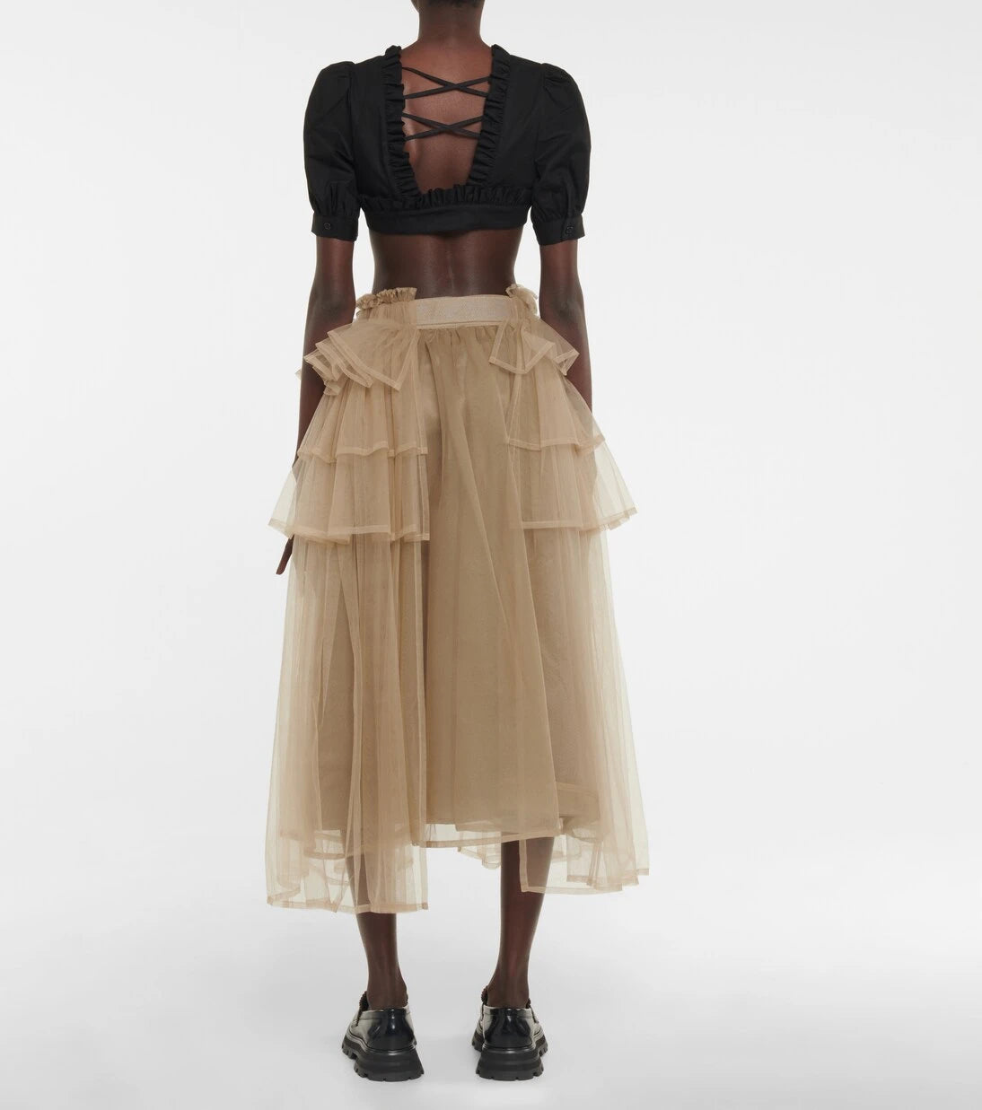 Noir Kei Ninomiya - Ruffled cotton cropped top