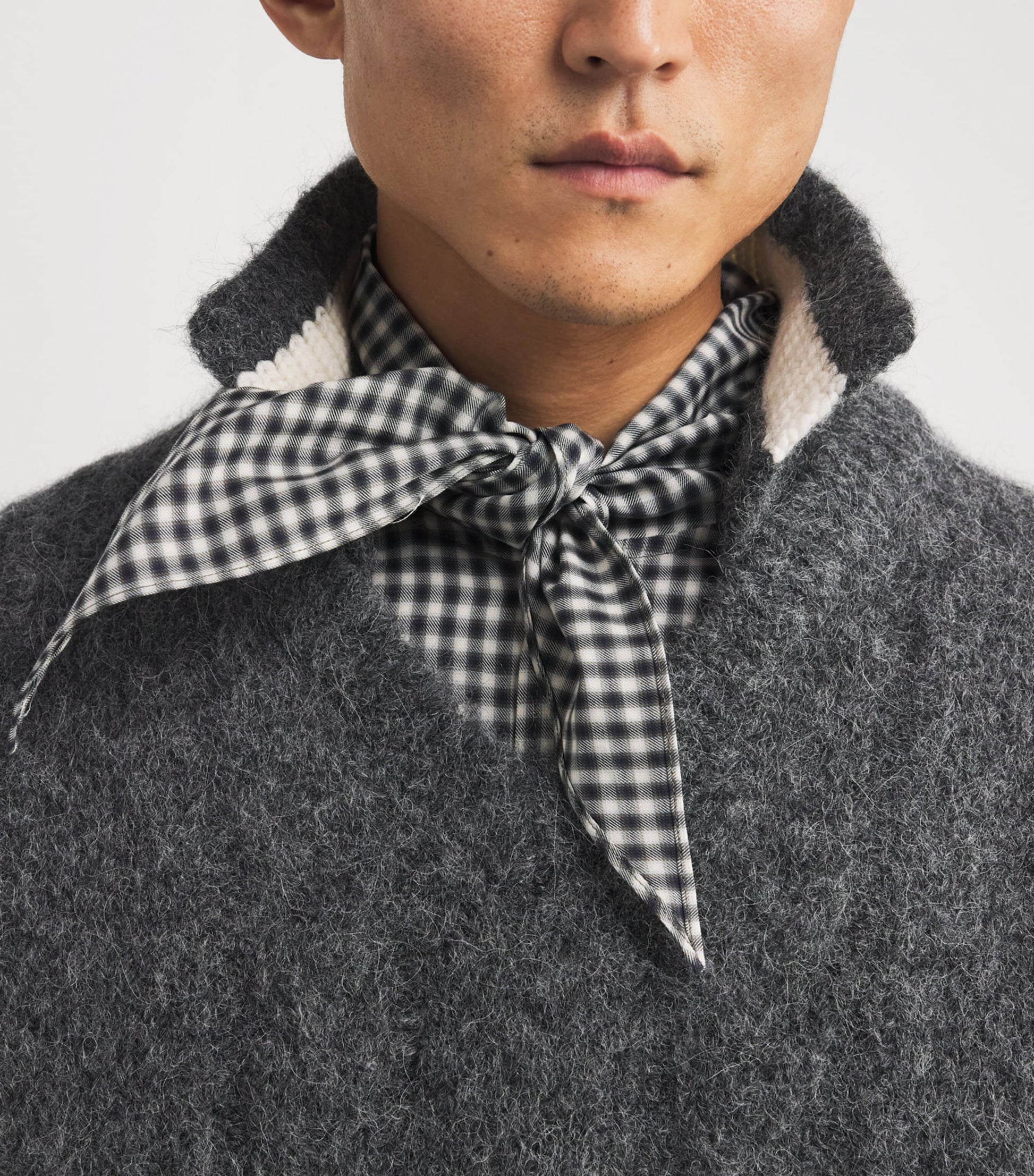 System Grey Wool-Blend Polo Sweater