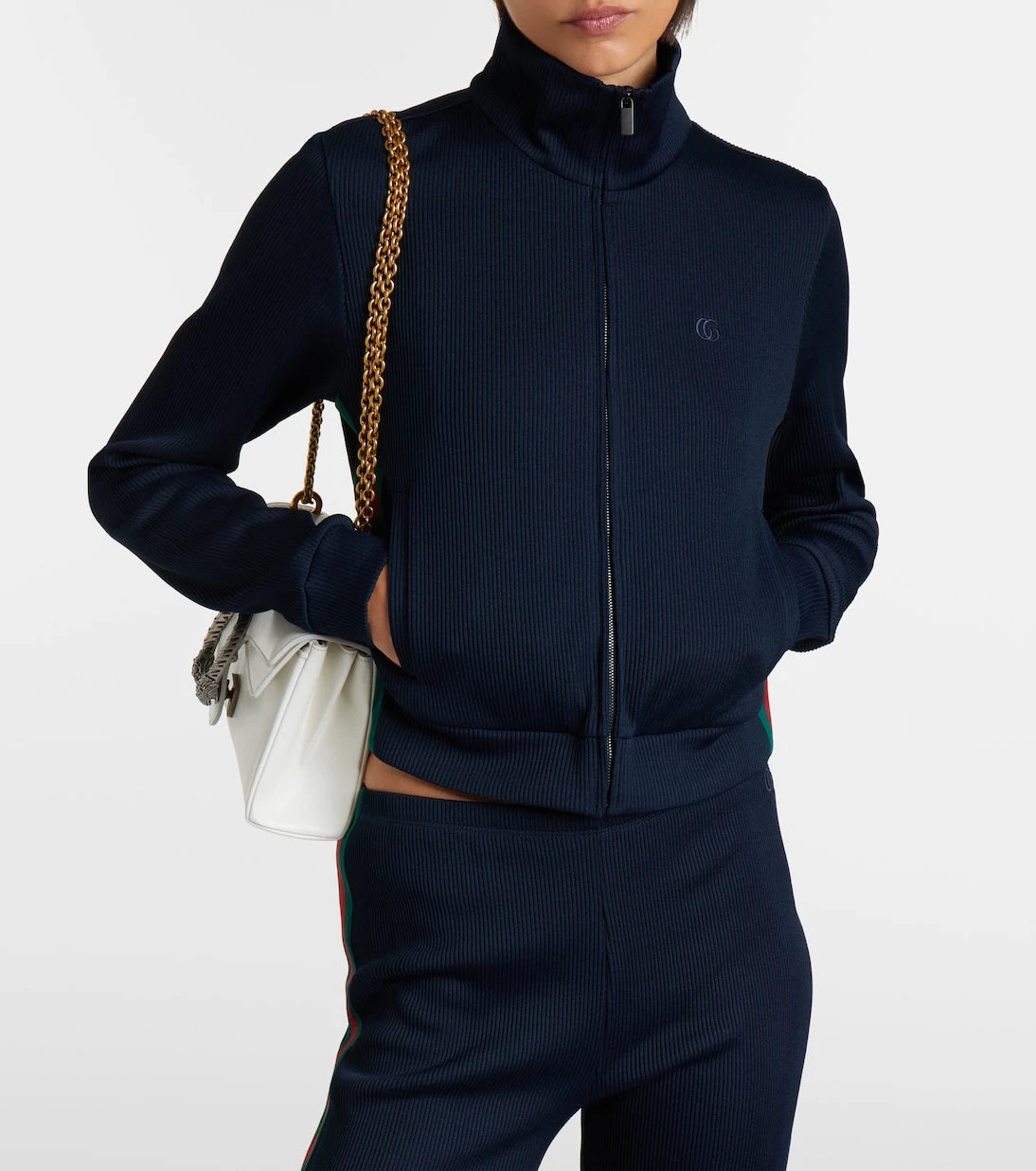 Gucci - Web Stripe jersey zip-up sweatshirt
