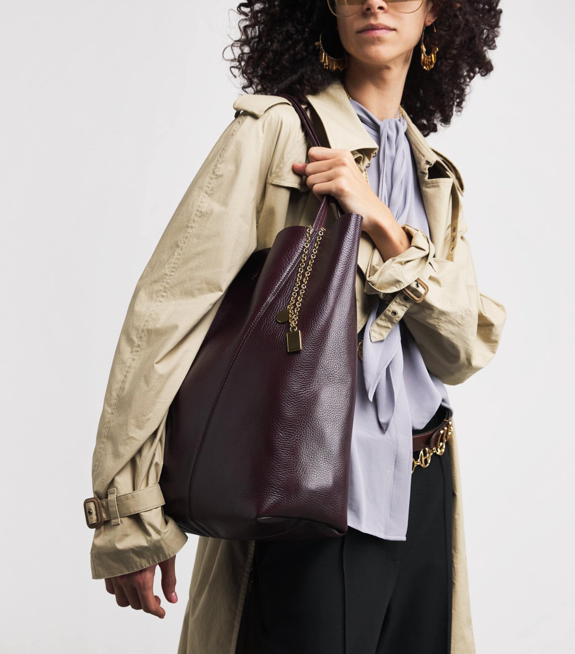 Large Leather Spin Tote Bag