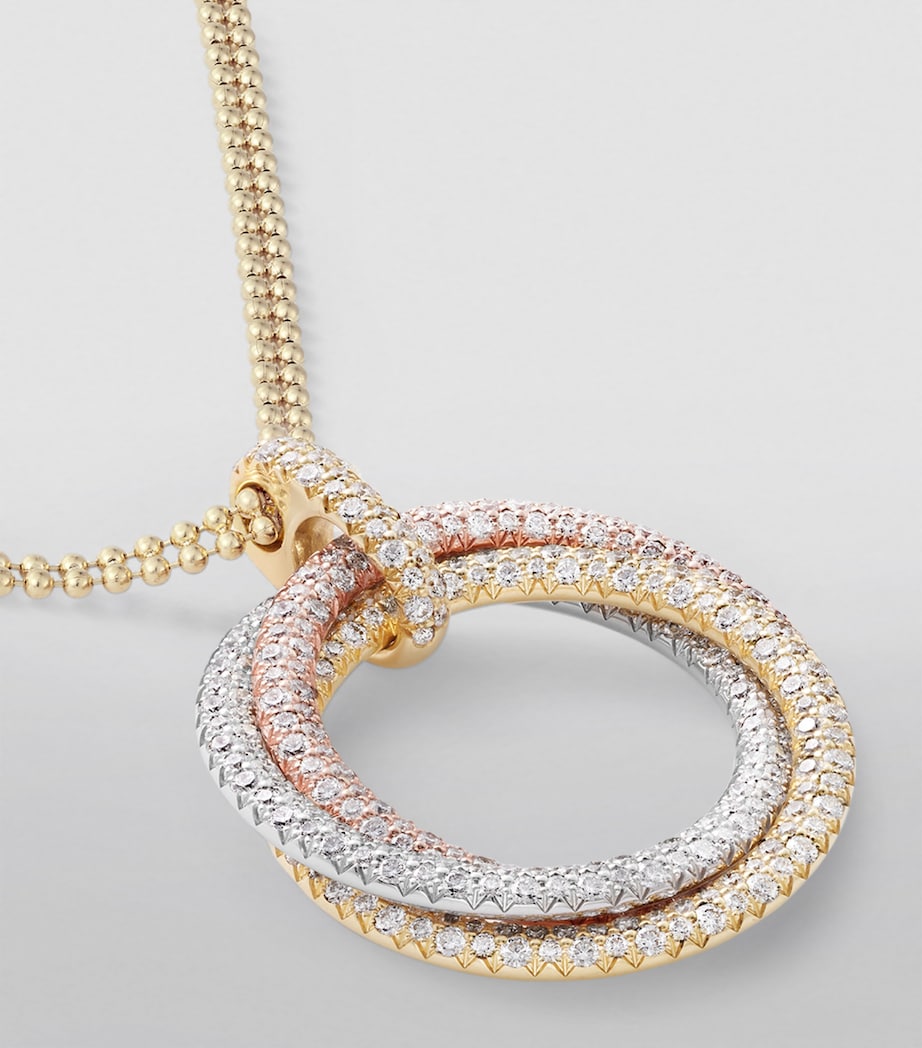 Mixed Gold and Diamond Trinity Necklace