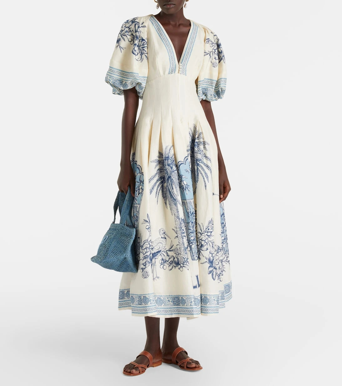 Alémais - Villa Romantica linen-blend midi dress