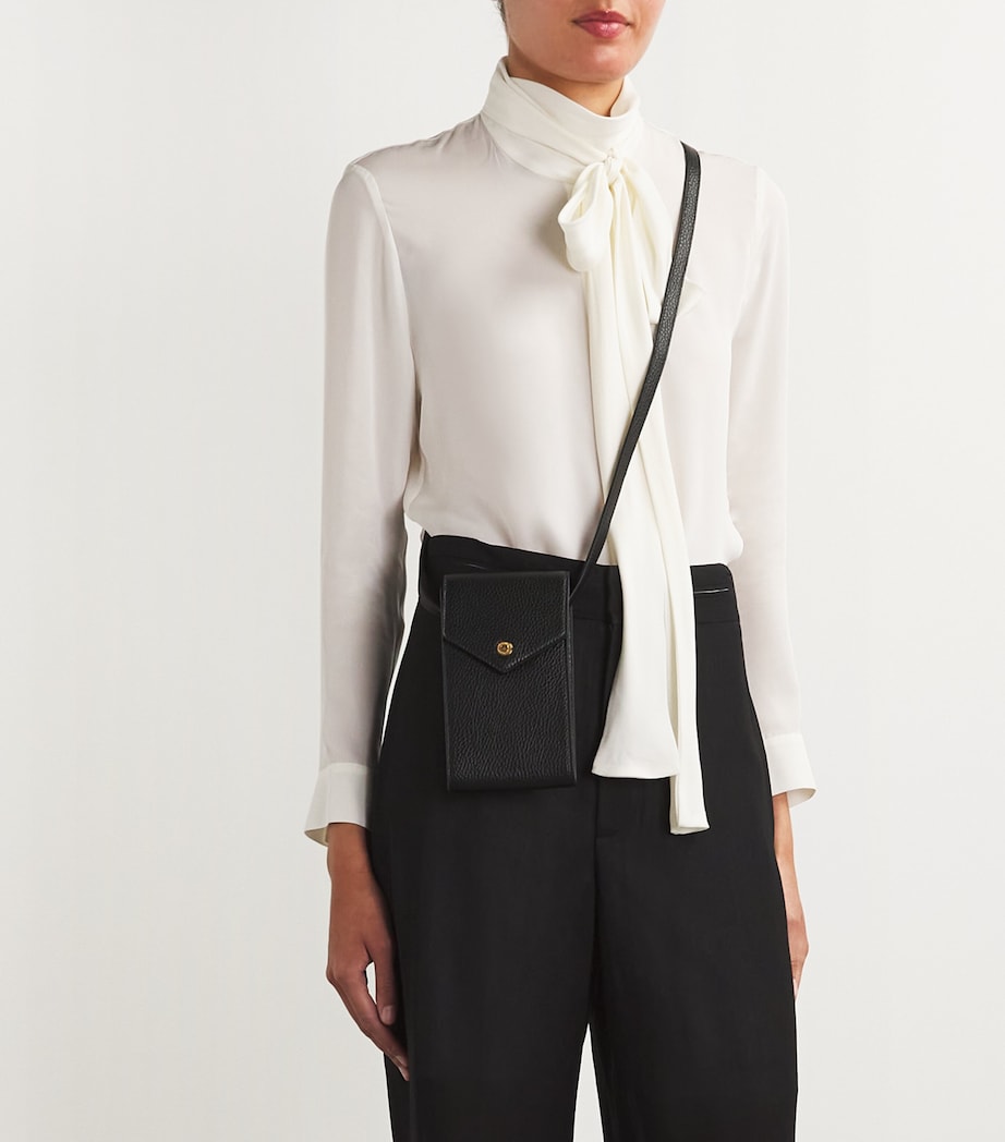 Black Leather Phone Pouch