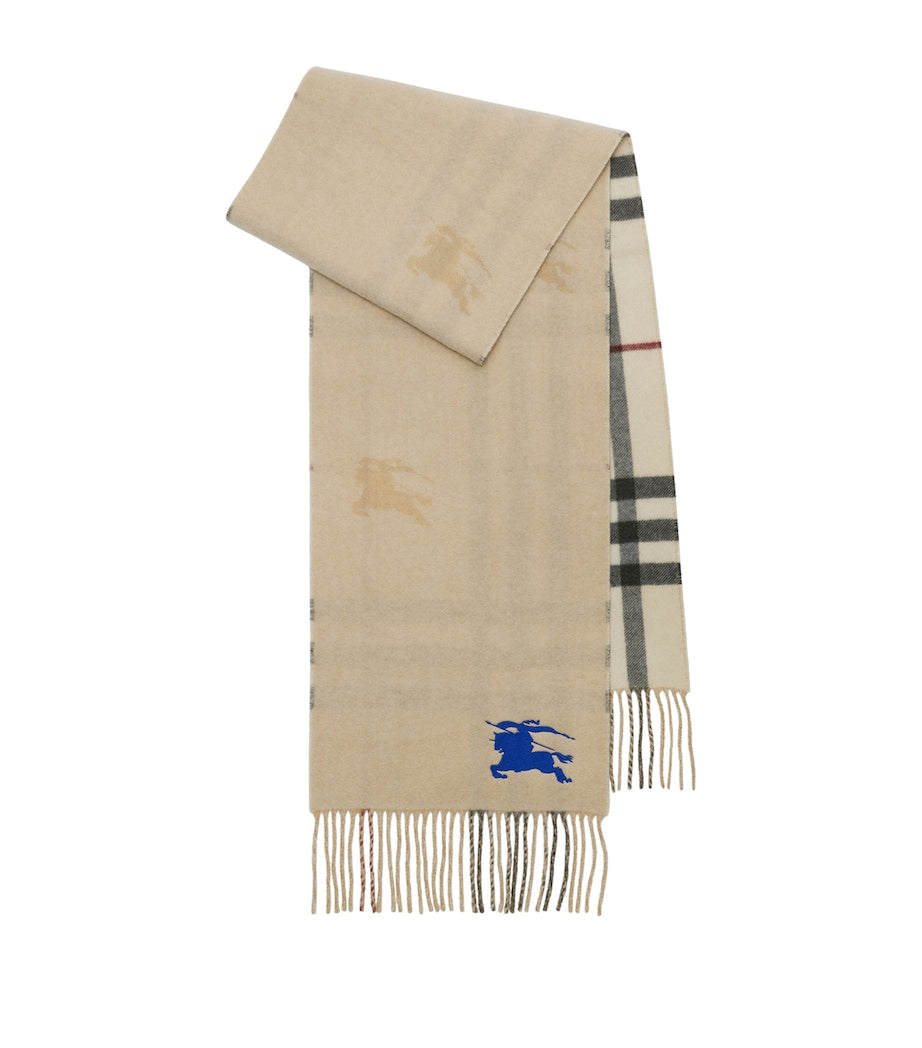Beige Cashmere Reversible Check EKD Scarf