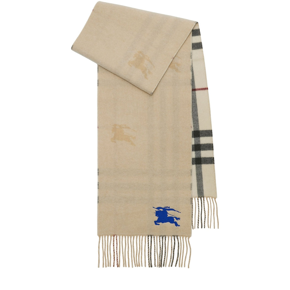 Beige Cashmere Reversible Check EKD Scarf