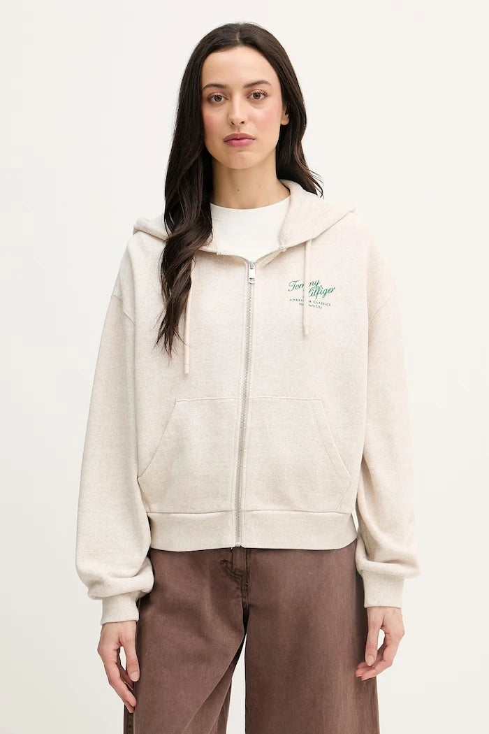 Tommy Hilfiger Суичър с цип дамски от памук