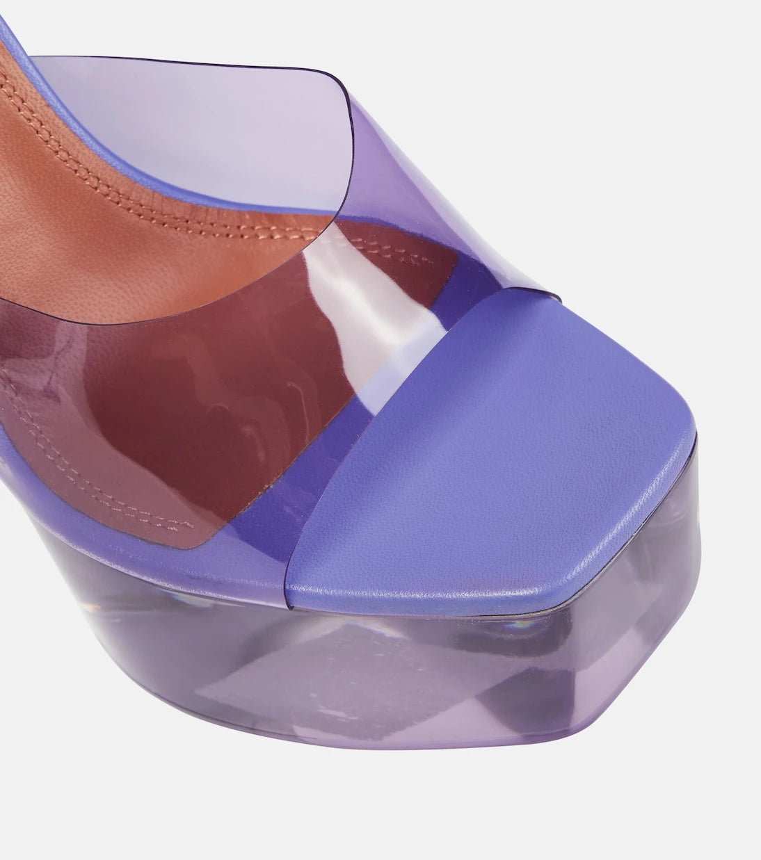 Amina Muaddi - Dalida Glass PVC platform mules