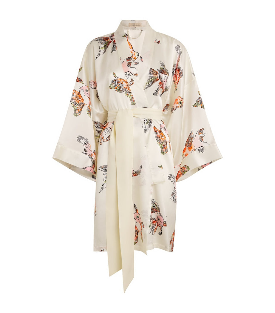 Olivia von Halle Silk Fish Print Mimi Robe