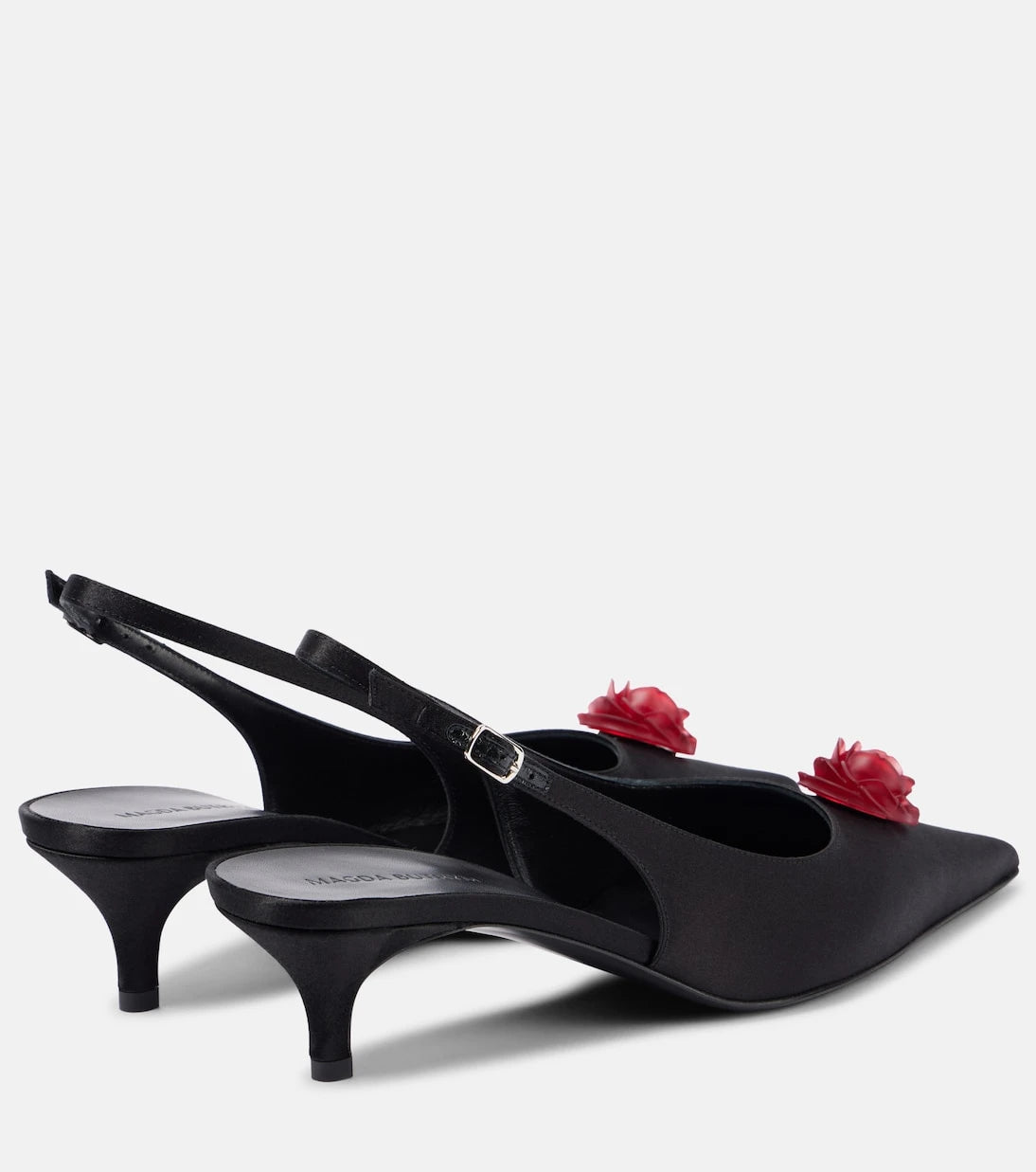 Magda Butrym - 45 floral-appliqué satin slingback pumps