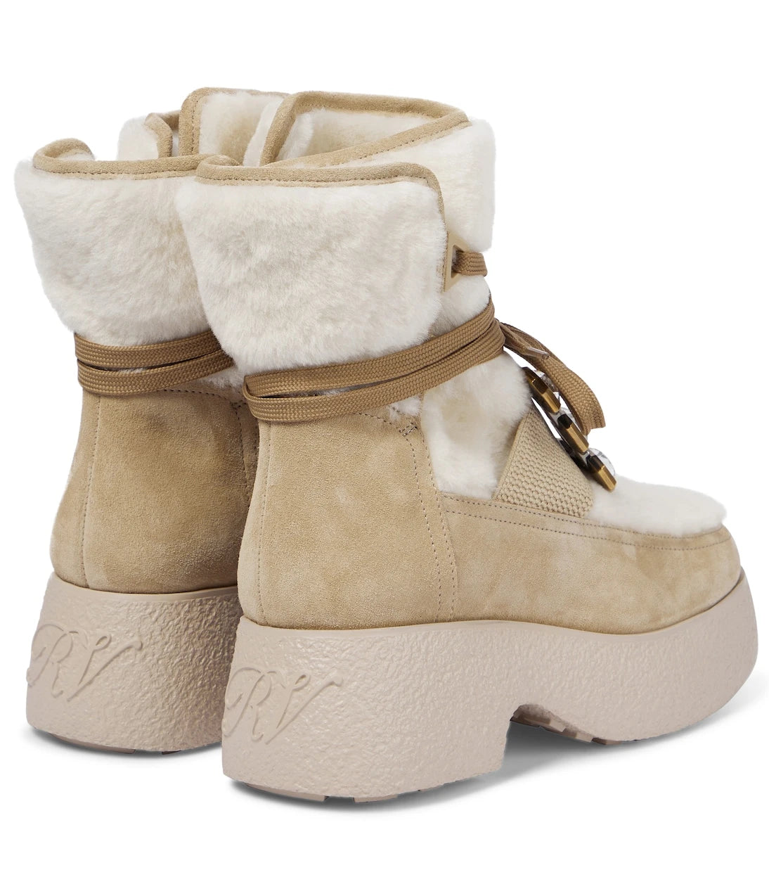 Roger Vivier - Viv' Rangers shearling-trimmed suede ankle boots