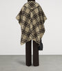 Burberry Beige Wool Reversible Check Hooded Cape