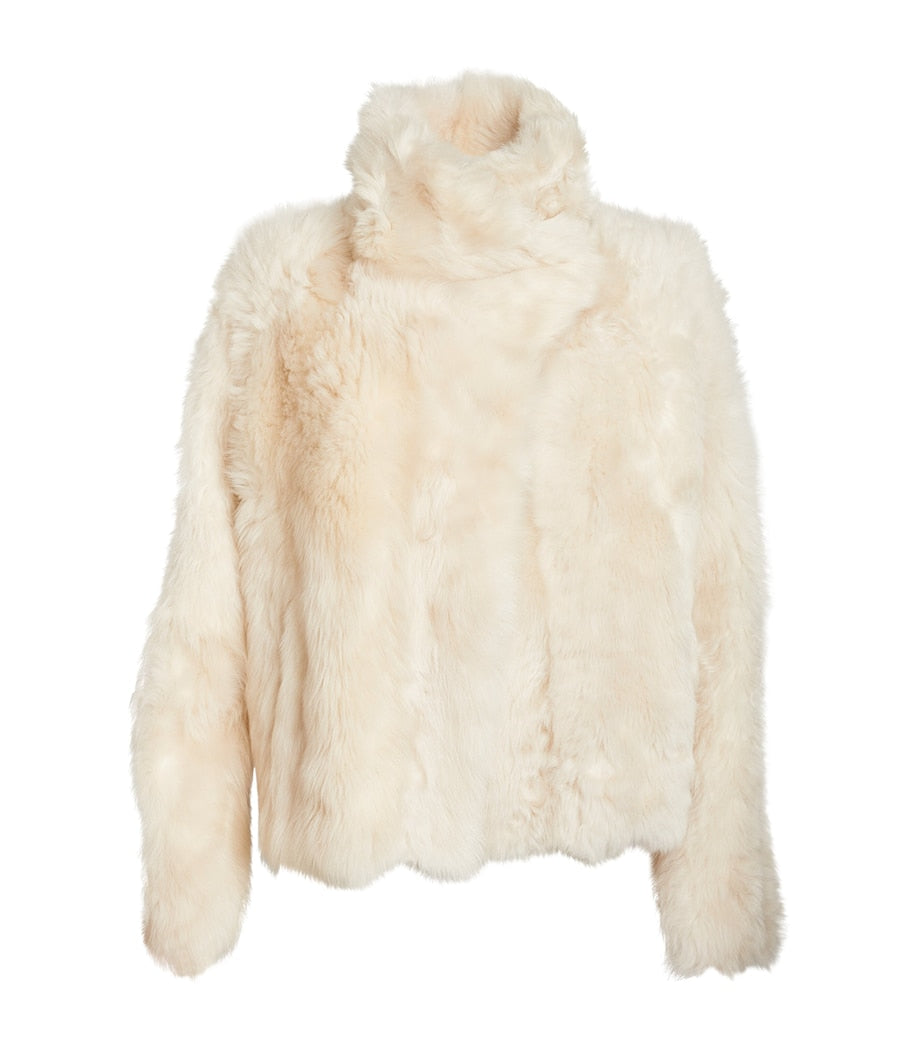 Yves Salomon White Reversible Shearling Jacket