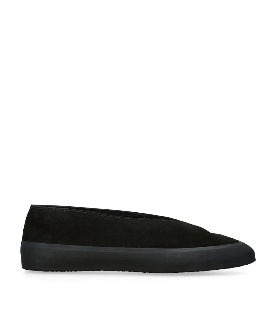 Le Monde Beryl Black Suede-Shearling Apres Ski Flats