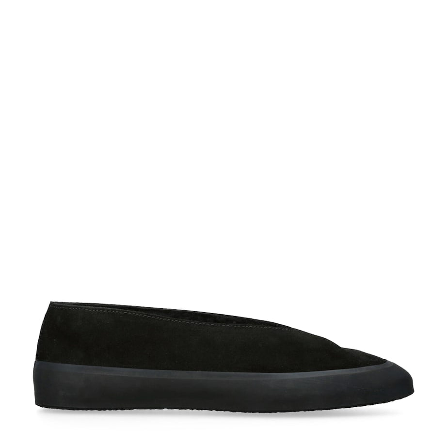 Le Monde Beryl Black Suede-Shearling Apres Ski Flats