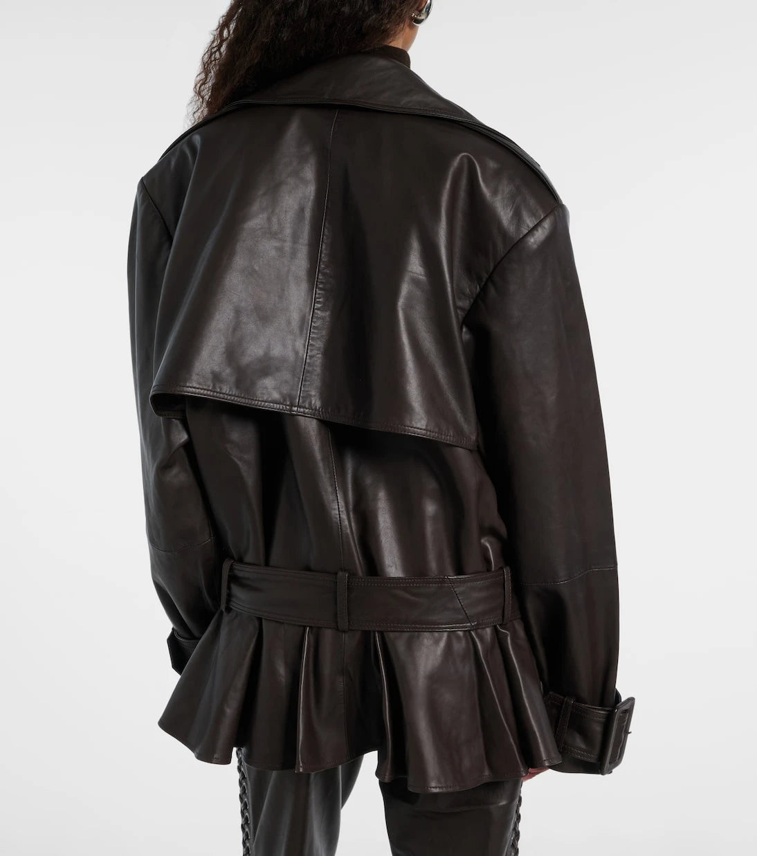 Rotate - Belted leather biker jacket