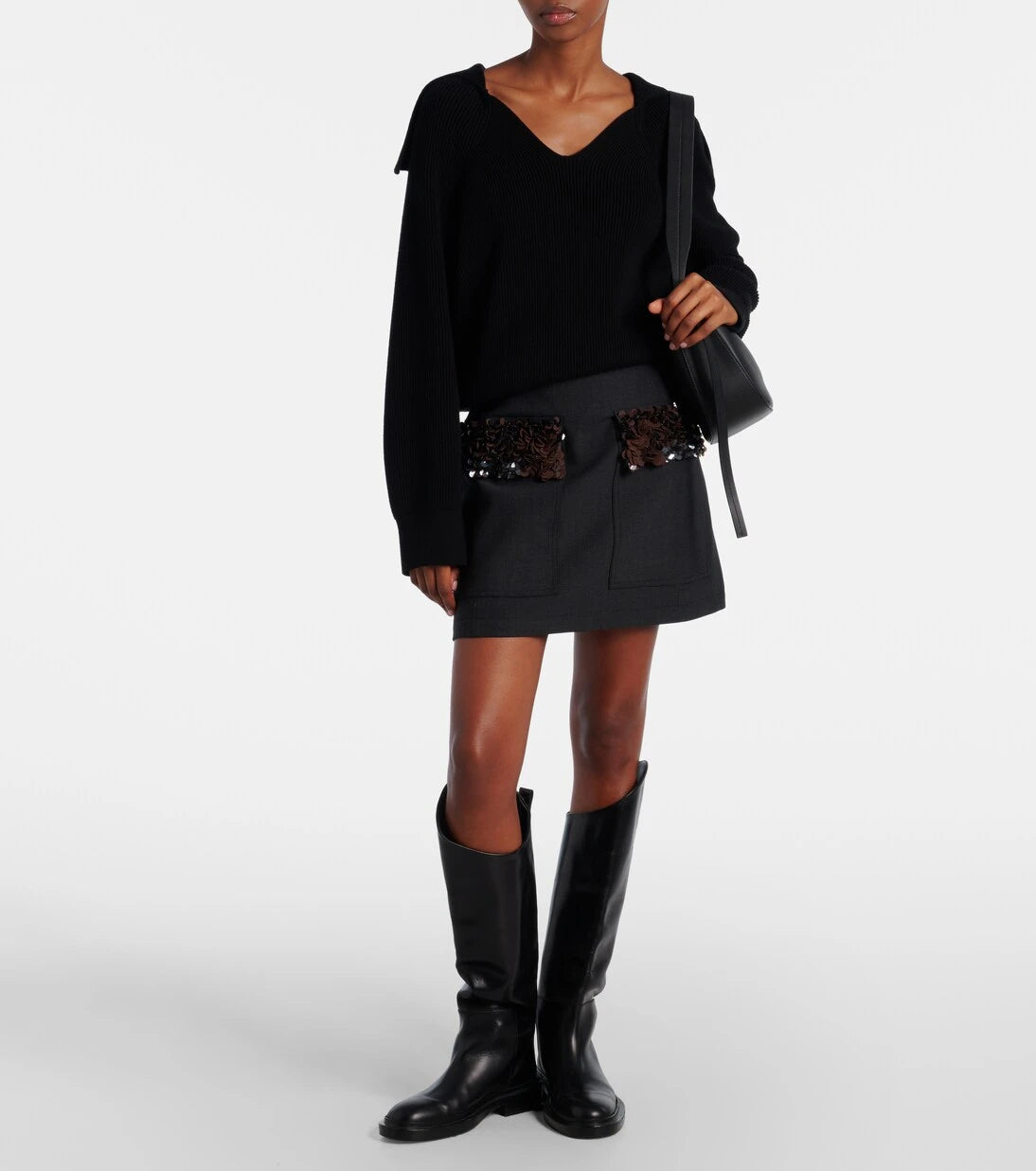 Plan C - Sequined wool-blend miniskirt