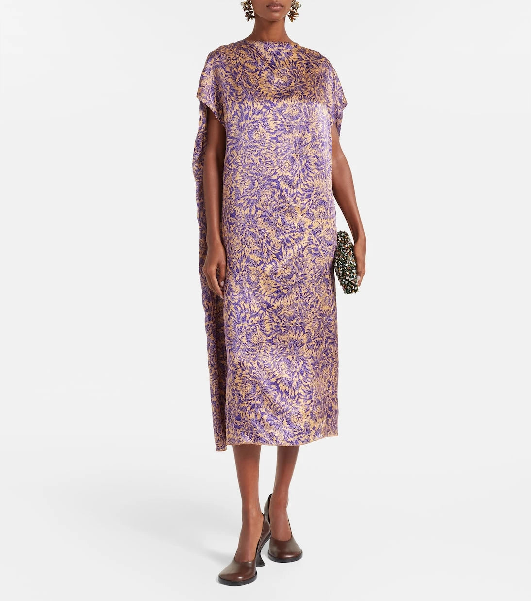 Dries Van Noten - Floral silk satin midi dress