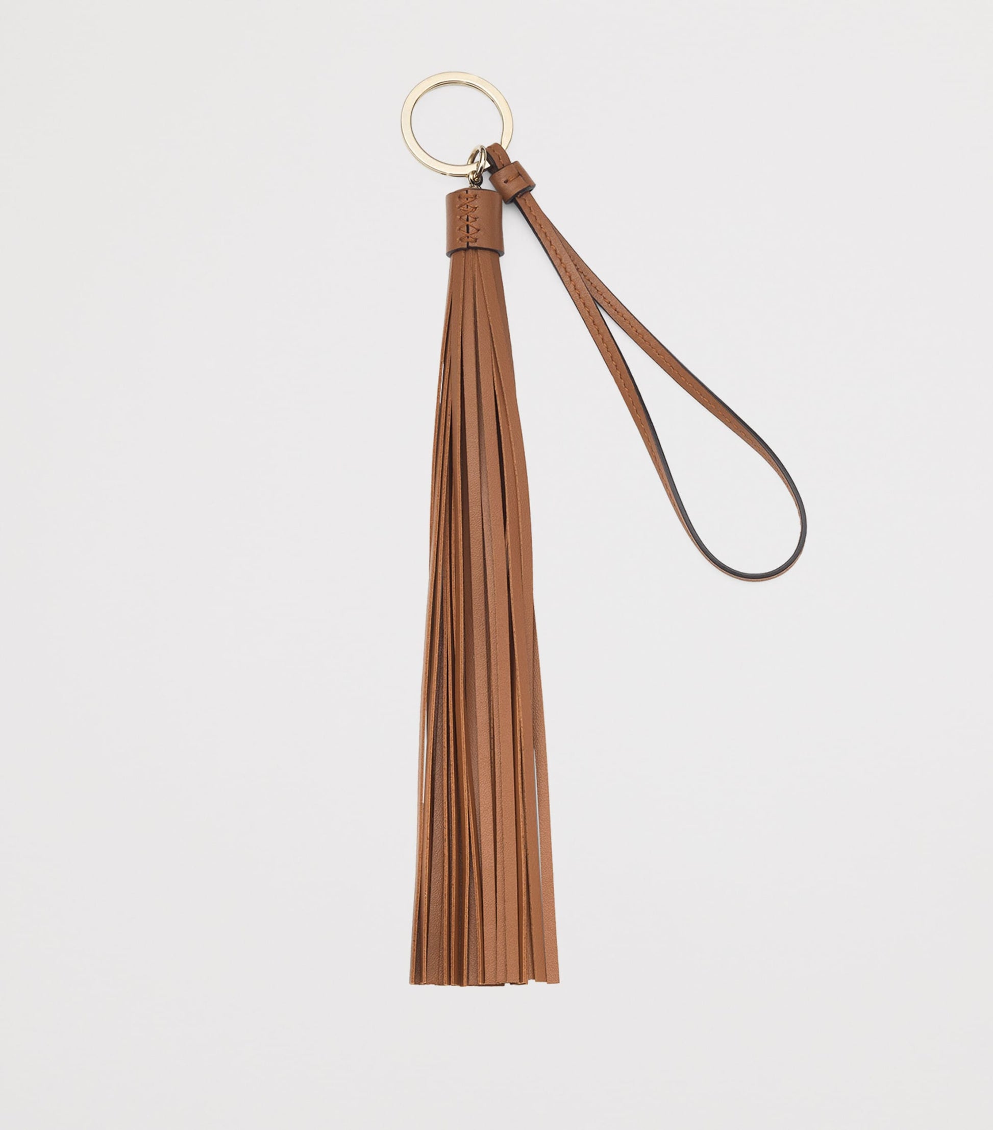 Beige Tassel Leather Keyring Charm
