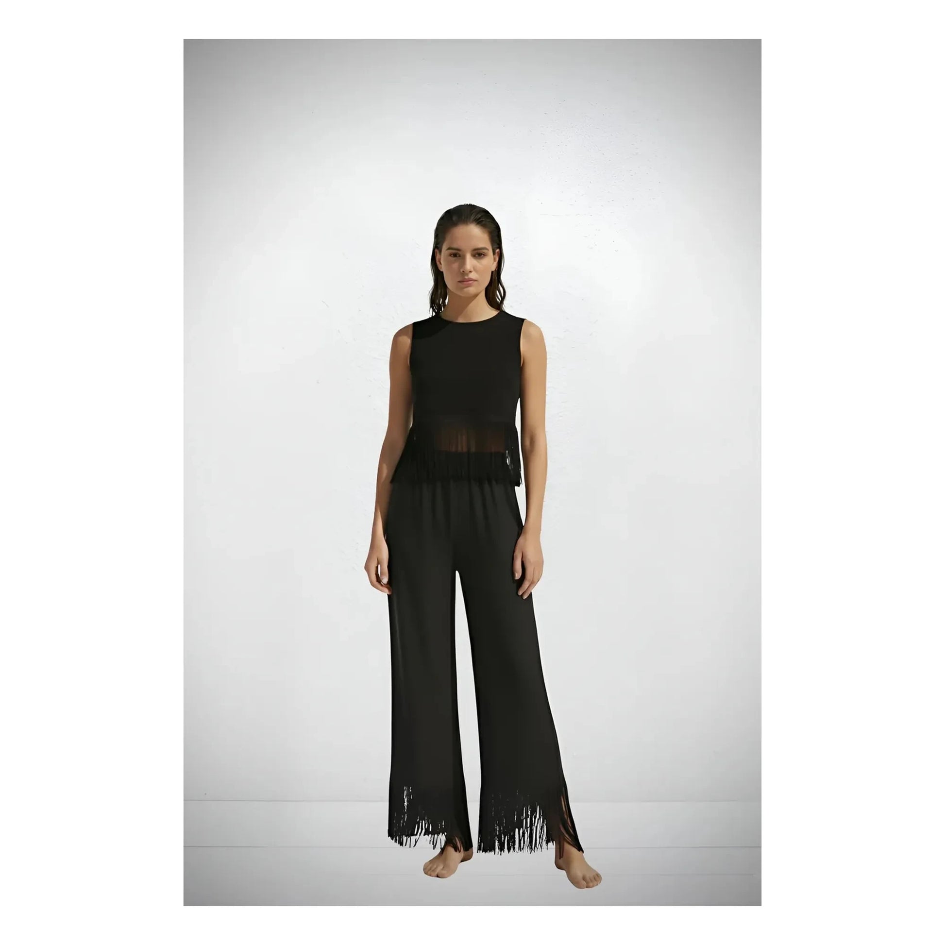 Vanessa Sposi - Linen Fringe Pants | Black