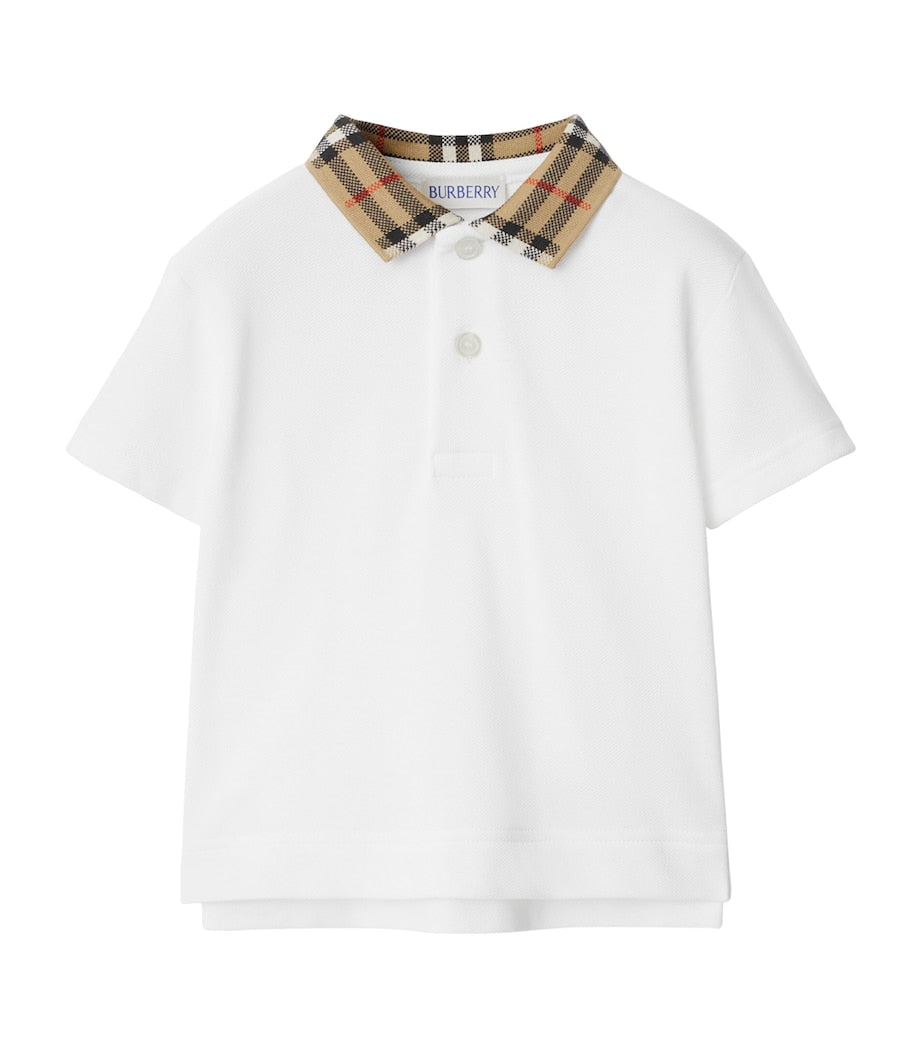 Burberry Kids Cotton Check-Collar Polo Shirt (6-24 Months)
