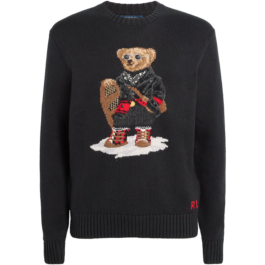 Polo Ralph Lauren Black Cotton-Cashmere Holiday Bear Sweater