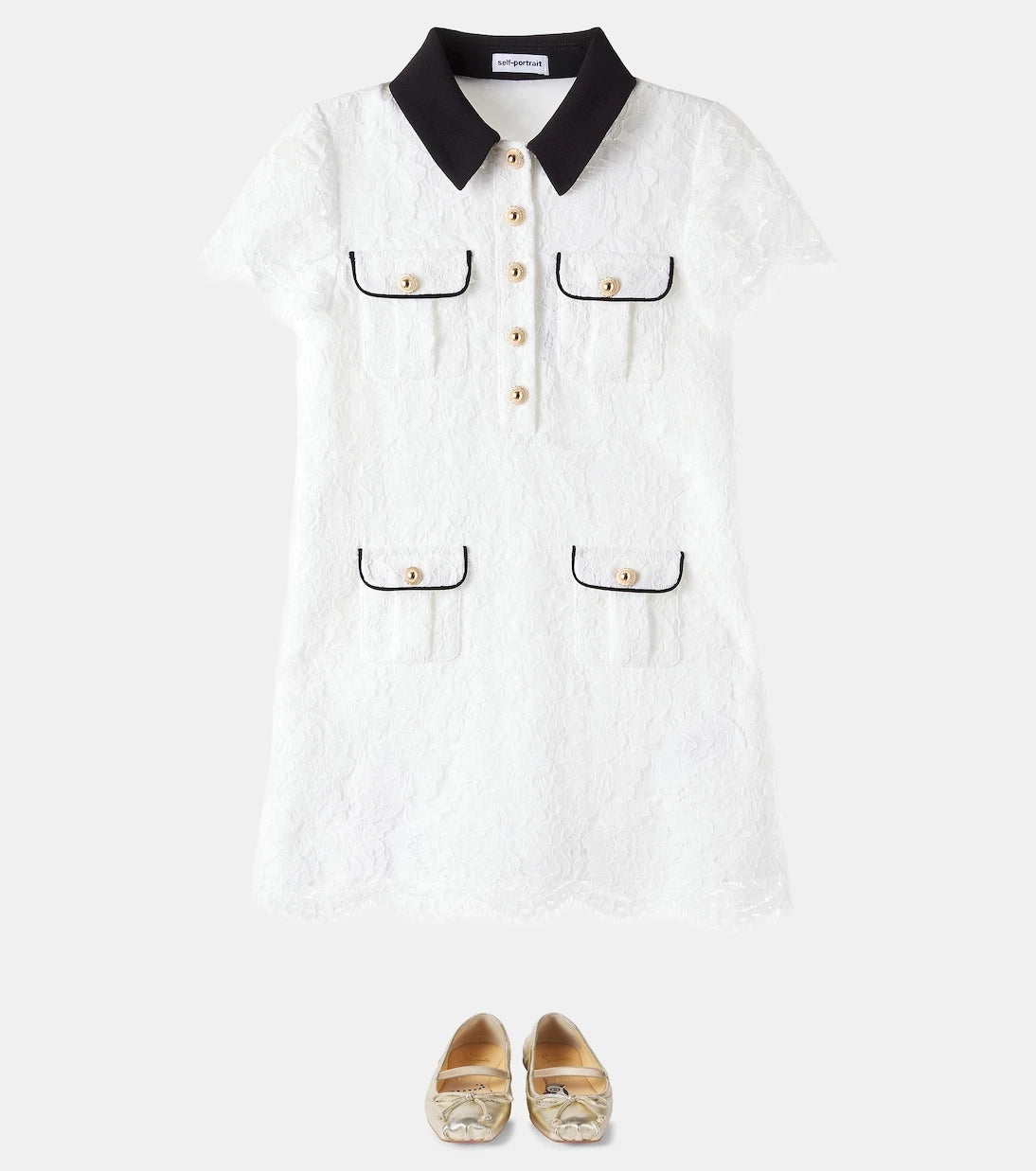 Self-Portrait Kids - Lace shirt dress